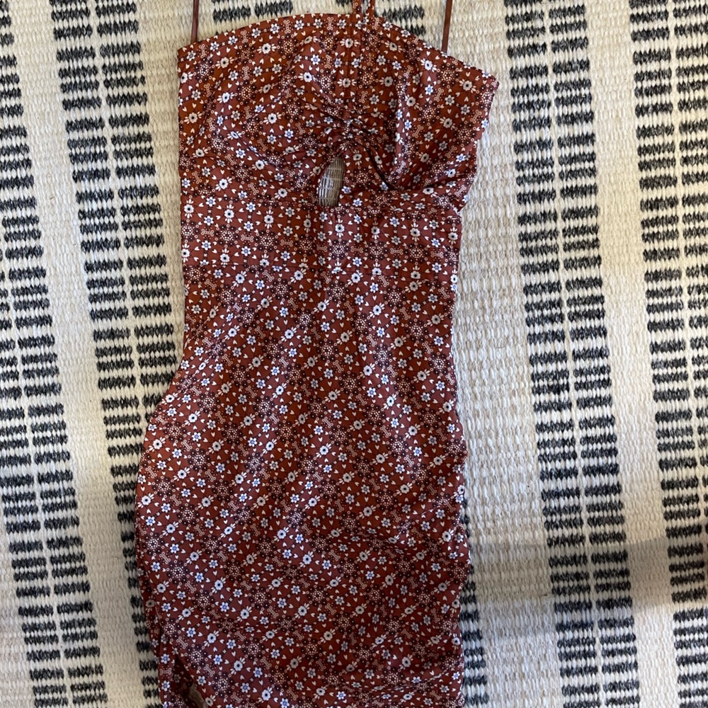 Princess Polly brown floral, mini dress size 0